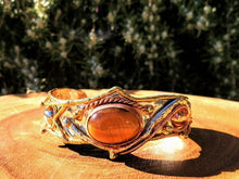 Load image into Gallery viewer, Mixed Metal and Tiger Eye Stone Cuff Bracelet