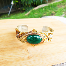 Load image into Gallery viewer, Mixed Metal Malachite Adjustable Cuff