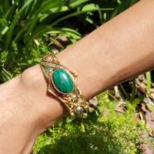 Load image into Gallery viewer, Mixed Metal Malachite Adjustable Cuff