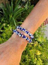 Load image into Gallery viewer, Evil Eye Glass Bead Stretch Bracelet Blue
